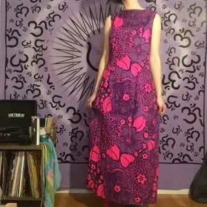 Vintage Hawaiian Floral 60s 70s Dress